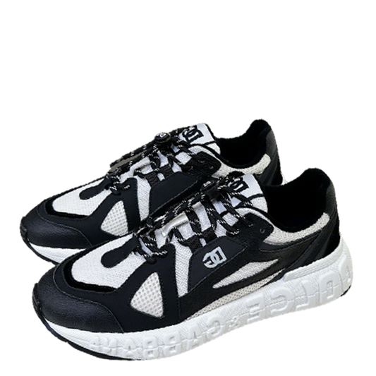 Dolce & Gabbana Unisex Black And White Mesh Sneakers With Branding