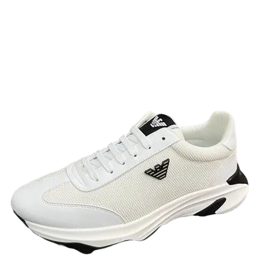 Emporio Armani White Mesh Athletic Sneakers With Brand Logo