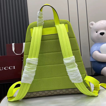 Stylish Gucci Backpack With Signature Pattern And Neon Accents For Fashion Lovers 834466