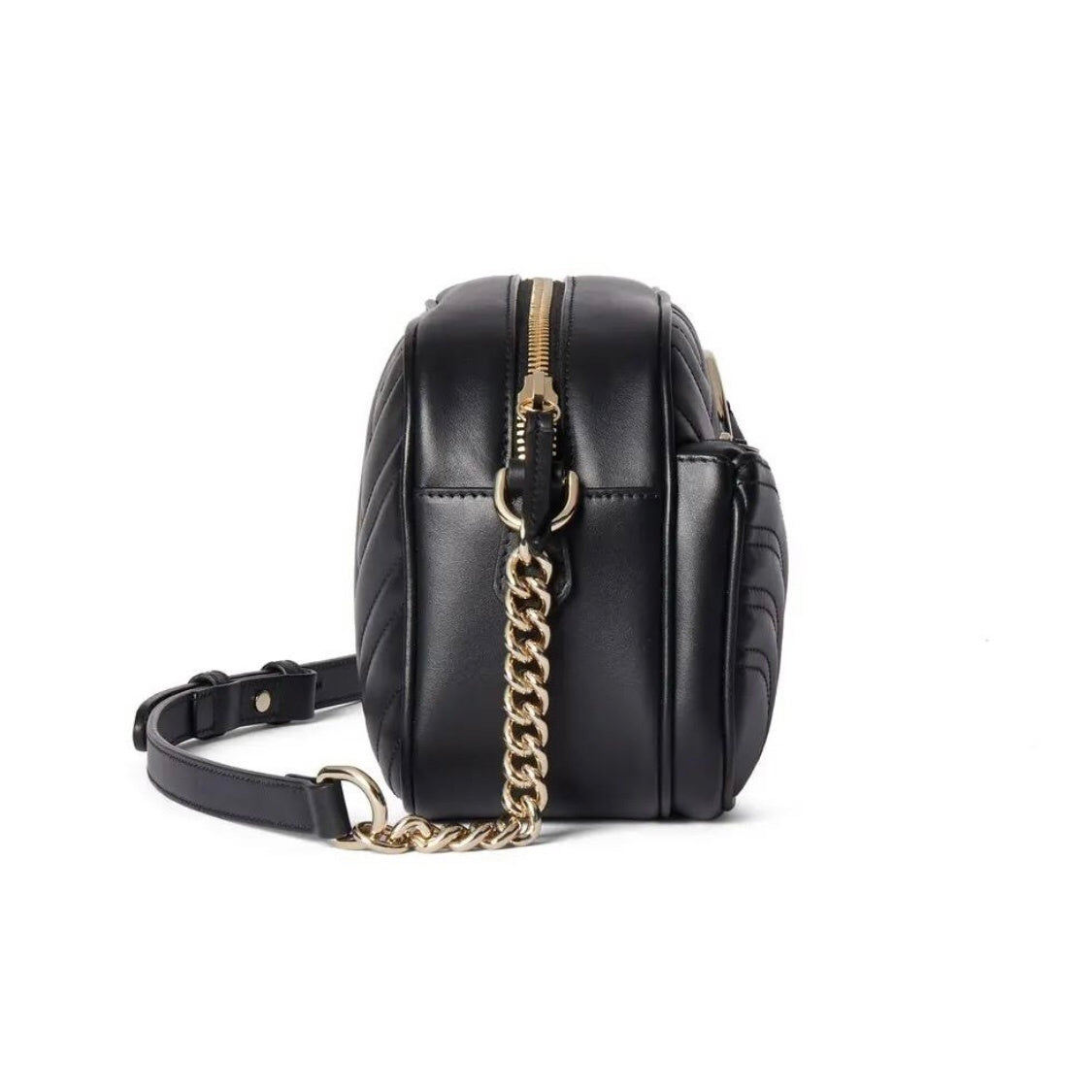 Gucci Black Matelassé Leather Shoulder Bag With Gold Tone Double G Hardware 798715