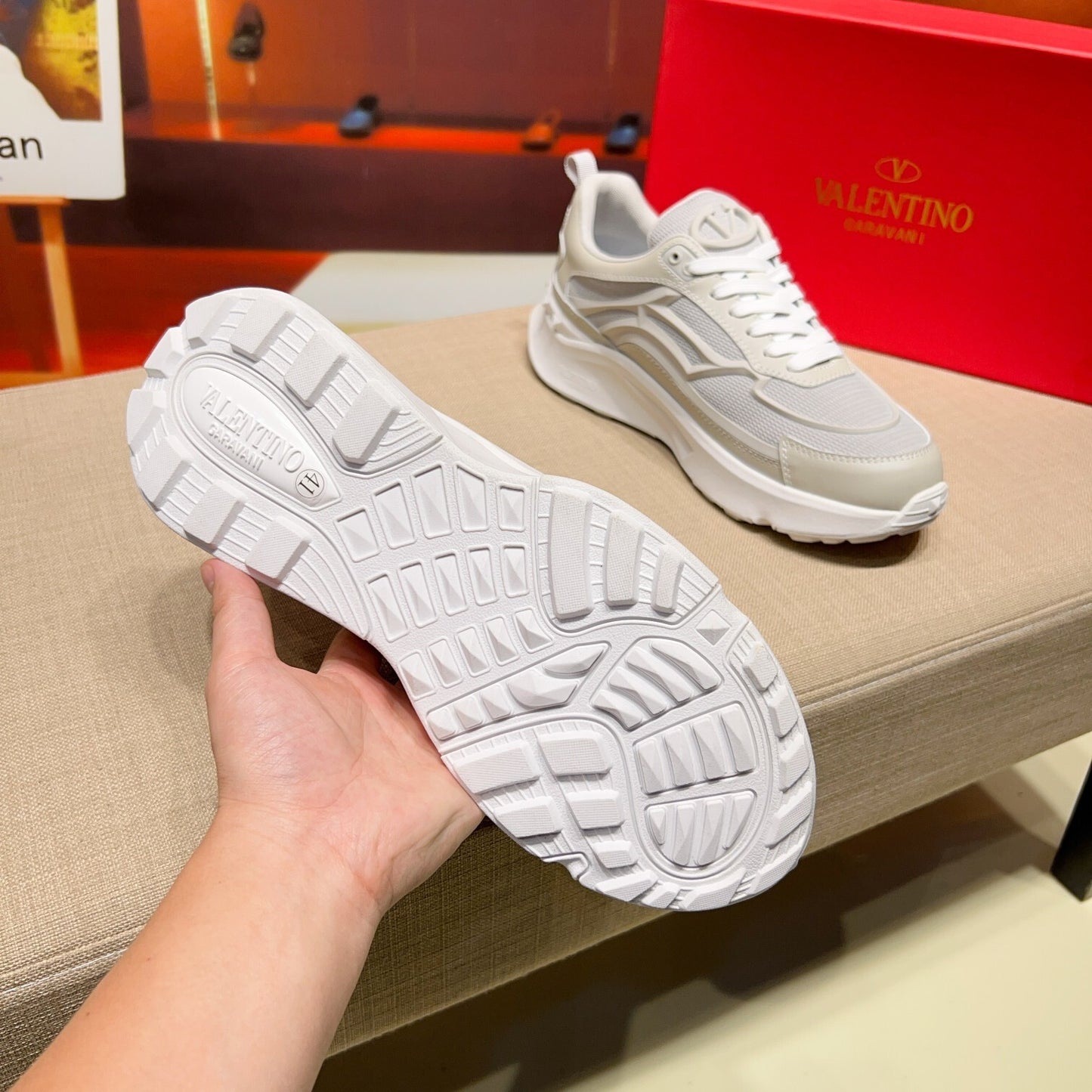 Valentino Men's Luxury Sneakers Fashion Mesh Design Casual Athletic Shoes