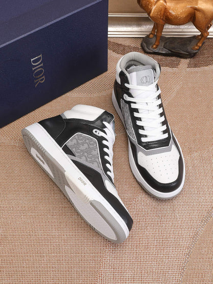 Dior Men's High Top Sneakers with Oblique Pattern and Adjustable Strap