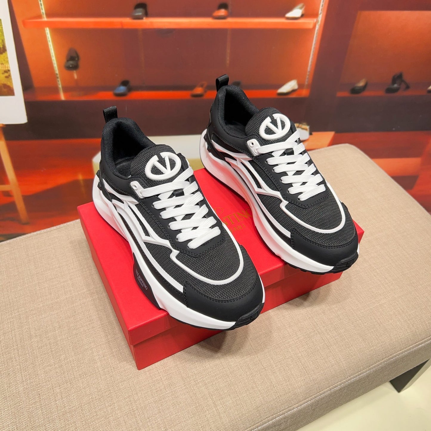 Valentino Men's Luxury Sneakers Fashion Mesh Design Casual Athletic Shoes