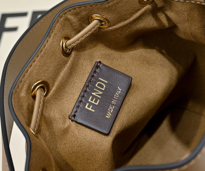 Chic Fendi Mon Tresor Bucket Bag With Signature FF Pattern And Leather Accents 1012