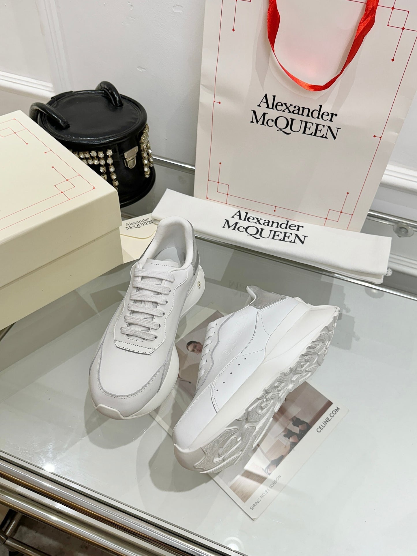 Alexander McQueen Unisex Oversized Sneakers With Metallic Heel Accents