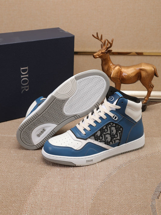 Dior Men's High Top Sneakers with Oblique Pattern and Adjustable Strap