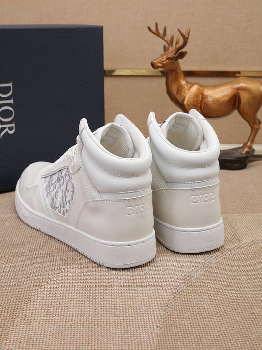 Dior Men's High Top Sneakers with Oblique Pattern and Adjustable Strap