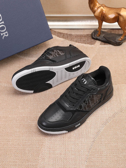 Dior Mens Sneakers Luxury Leather Casual Shoes With Oblique Pattern