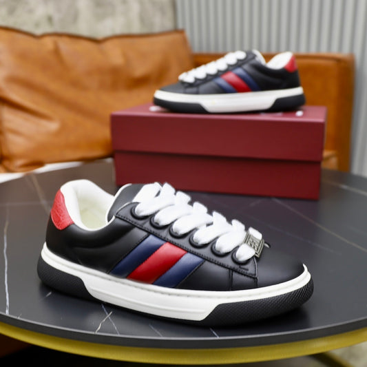 Gucci Unisex Sneakers With Web Stripes And Metal Accent Details
