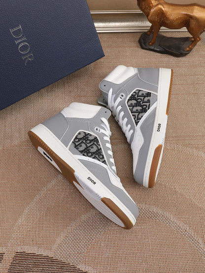 Dior Men's High Top Sneakers with Oblique Pattern and Adjustable Strap