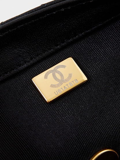 Chanel Black Quilted Leather Handbag With Gold Chain And Signature CC Logo AS4947