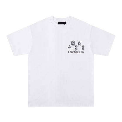 AMIRI Black/White Tee With “I AM what I AM” Slogan For Bold Streetwear Statements