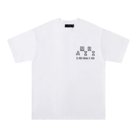 AMIRI Black/White Tee With “I AM what I AM” Slogan For Bold Streetwear Statements