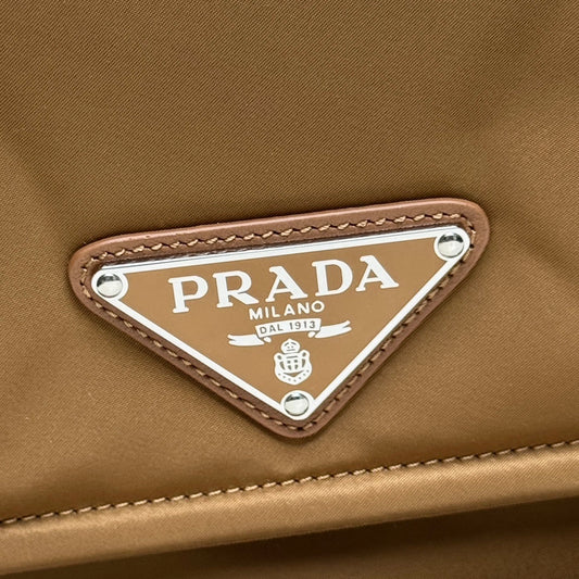 Prada Beige Nylon Crossbody Bag With Leather Trim And Logo 1BD256