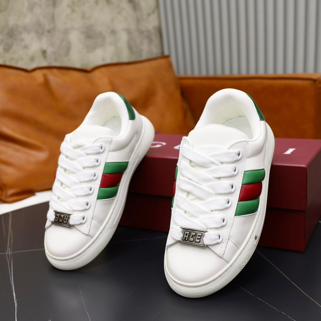 Gucci Unisex Sneakers With Iconic Green And Red Web Stripes