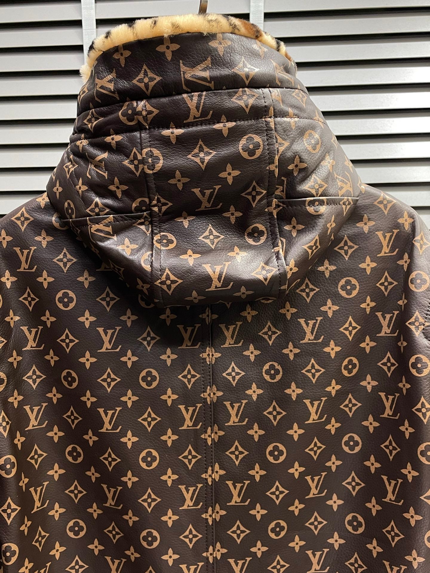 Louis Vuitton Monogram Print Hooded Parka with Faux Fur Lining