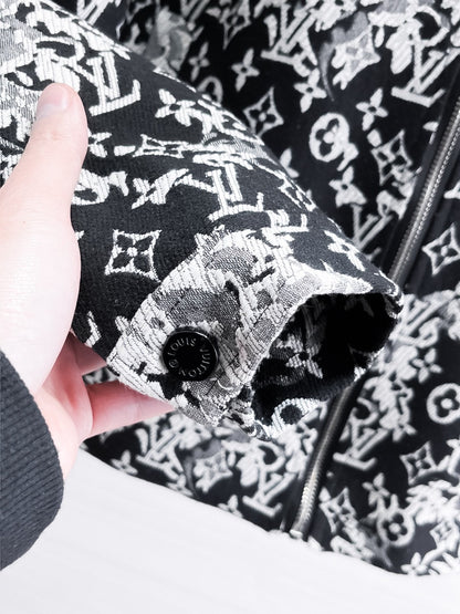 Louis Vuitton Monogram Print Hooded Windbreaker with Zip-Front