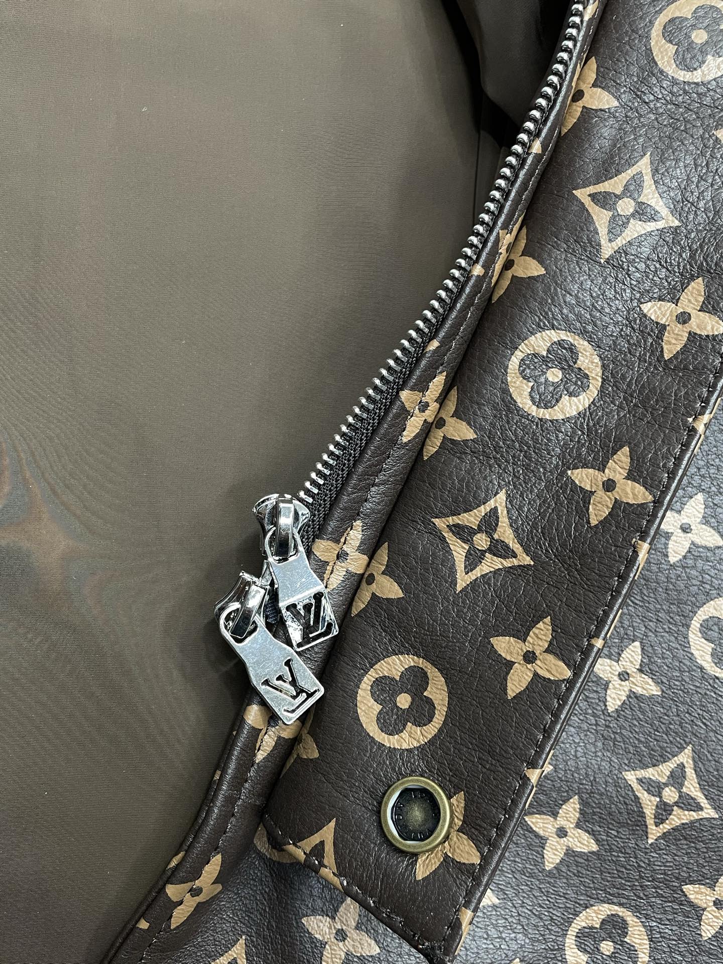Louis Vuitton Monogram Print Hooded Parka with Faux Fur Lining