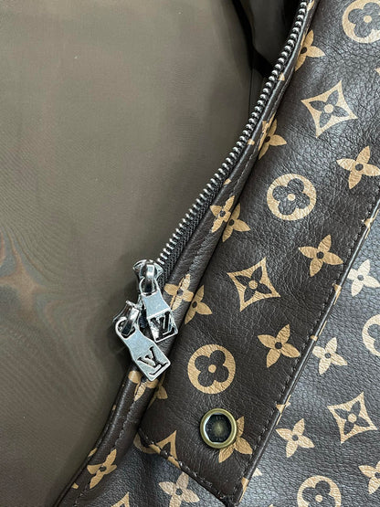 Louis Vuitton Monogram Print Hooded Parka with Faux Fur Lining