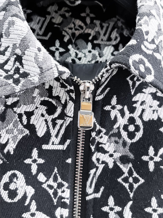 Louis Vuitton Monogram Print Hooded Windbreaker with Zip-Front