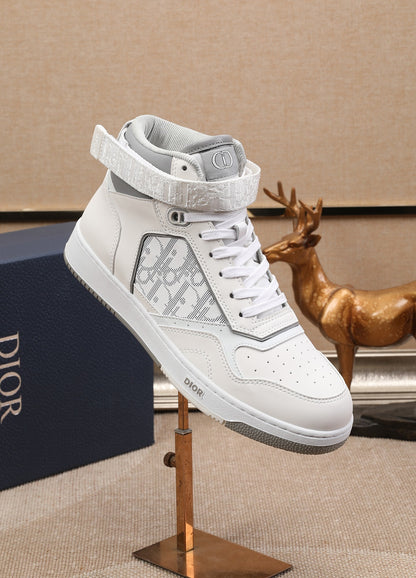 Dior Men's High Top Sneakers with Oblique Pattern and Adjustable Strap