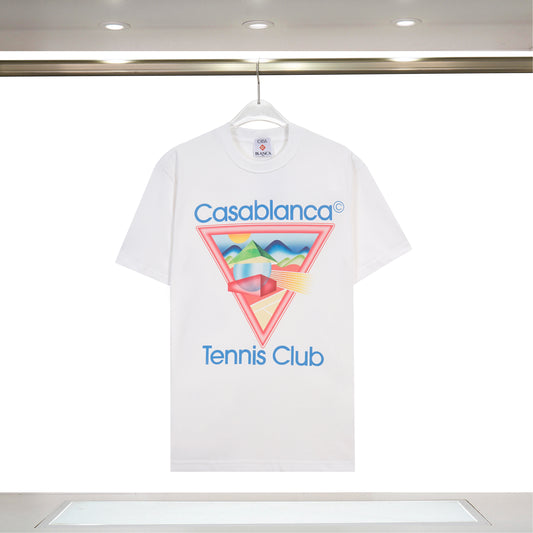 Casablanca Black/White/Pink Tennis Club T - Shirt With Colorful Triangle Graphic Design