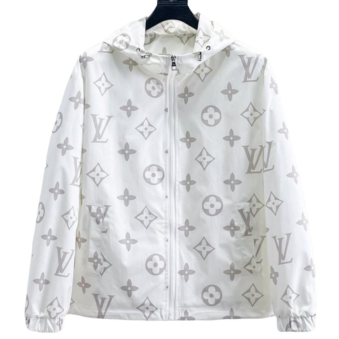 Louis Vuitton Monogram Print Hooded Windbreaker with Zip-Front