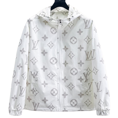 Louis Vuitton Monogram Print Hooded Windbreaker with Zip-Front