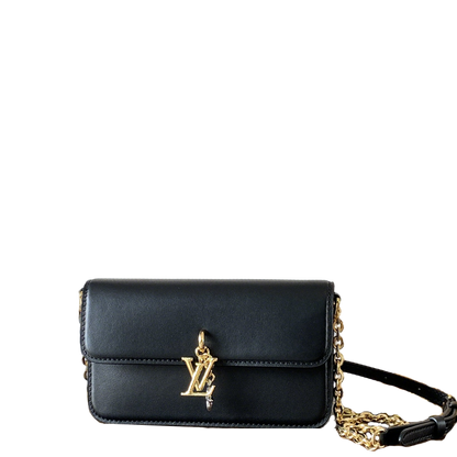Stylish Louis Vuitton Leather Chain Bag With Gold LV Charm for Fashion Enthusiasts 4 colors available