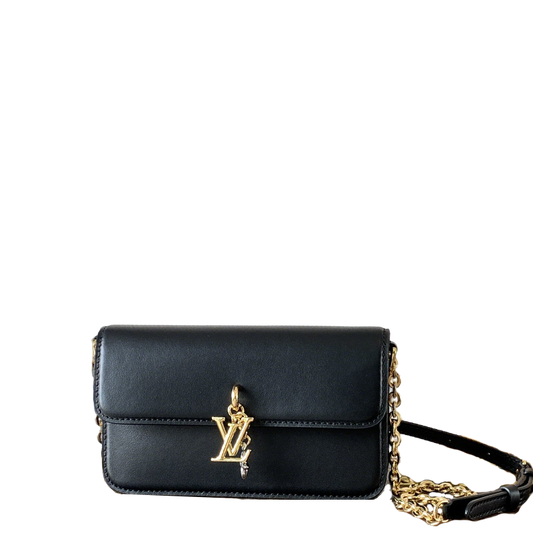 Stylish Louis Vuitton Leather Chain Bag With Gold LV Charm for Fashion Enthusiasts 4 colors available