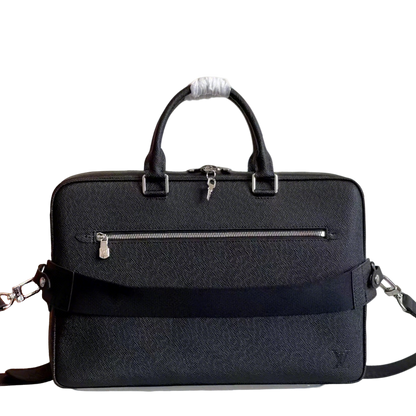 Louis Vuitton Black Taiga Leather Briefcase with Functional Zippers for Business Professionals M33441