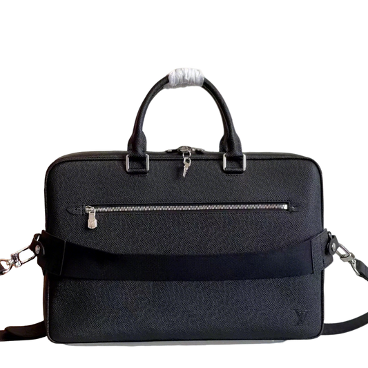 Louis Vuitton Black Taiga Leather Briefcase with Functional Zippers for Business Professionals M33441