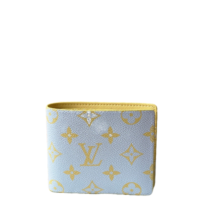 Elegant Louis Vuitton Light Blue Wallet With Gold Monogram And Sparkling Accents M14694