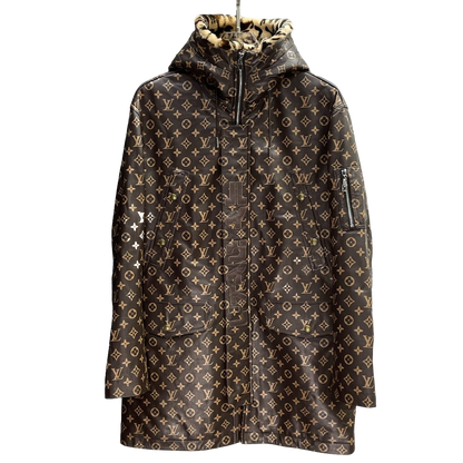 Louis Vuitton Monogram Print Hooded Parka with Faux Fur Lining