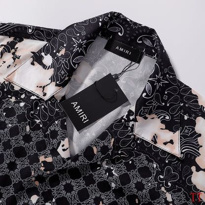 Men's AMIRI Black Patterned Short - Sleeve Shirt And Shorts Set