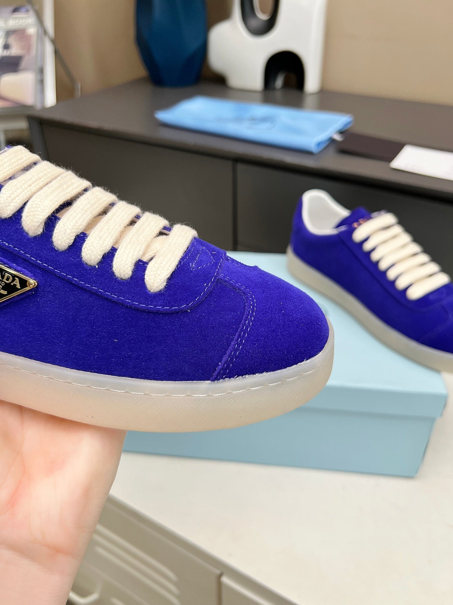 Prada Unisex Sneakers Triangle Logo Luxury Fashion Sneakers