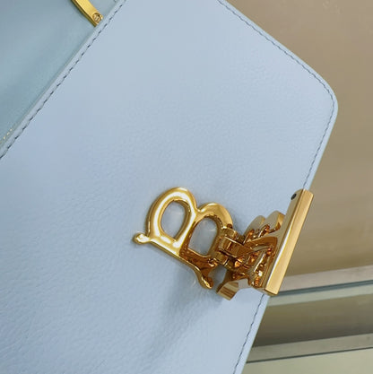 Elegant Light Blue/Brown/Pink Burberry Crossbody Bag With Signature TB Logo And Textured Leather Style No.9141