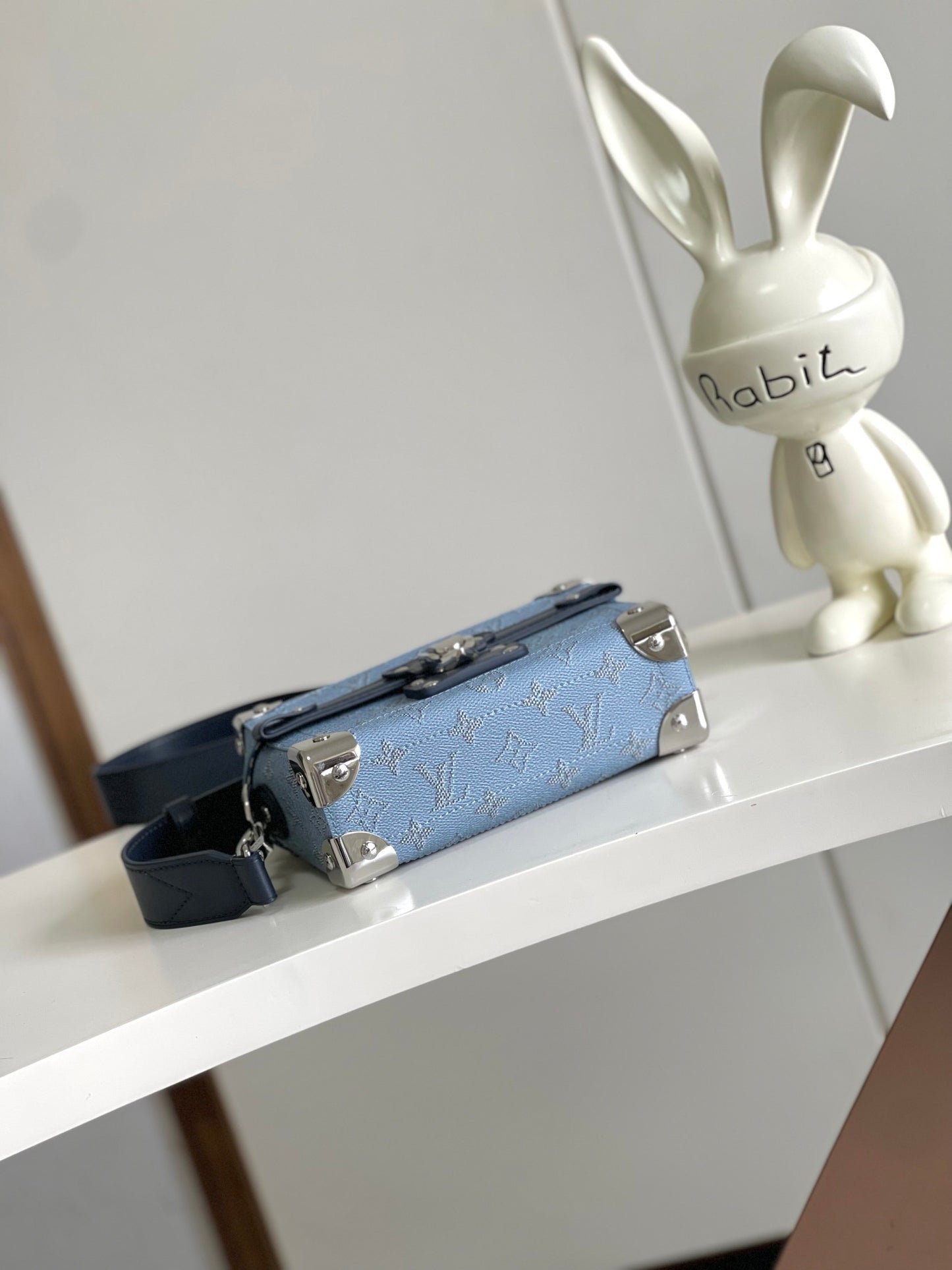 Chic Louis Vuitton Blue Monogram Trunk Bag With Navy Accents And Silver Hardware