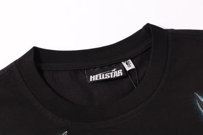Hellstar Black T Shirt With Bull Head Graphic And We Rock Print