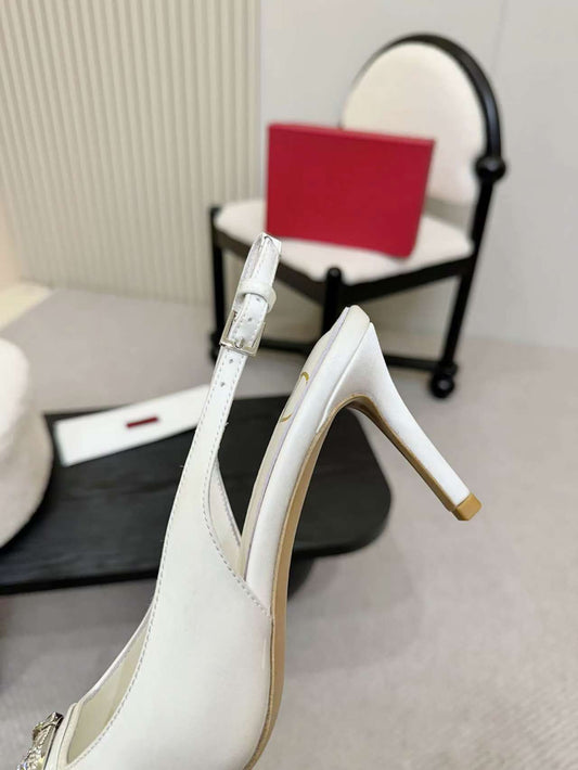 Valentino Women's Pointed Toe Bow High Heels Luxury Patent Leather Pumps