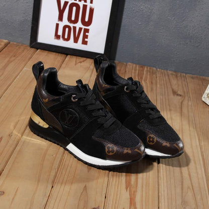 Louis Vuitton Women's Fashion Sneakers With Gold Accents And Signature Patterns