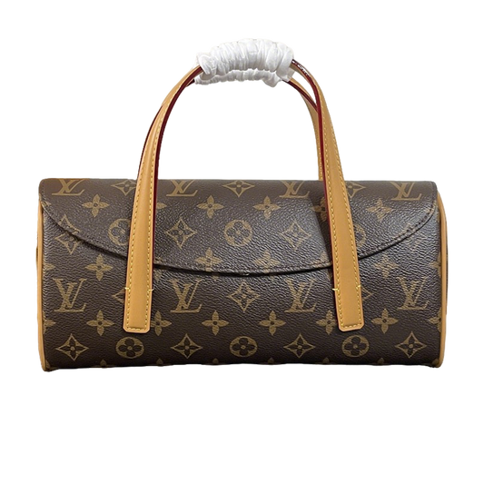 Classic Louis Vuitton Monogram Cylinder Handbag With Leather Handles And Timeless Design