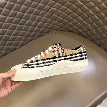 Burberry Unisex Classic Plaid Canvas Sneakers Fashionable Comfortable Footwear For Men And Women With Iconic Check Design