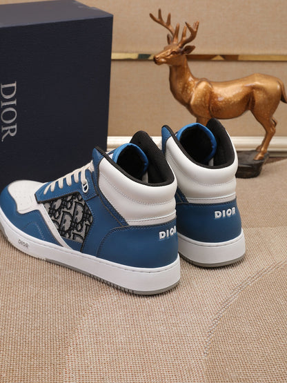 Dior Men's High Top Sneakers with Oblique Pattern and Adjustable Strap