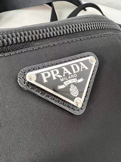 Prada Black Nylon Belt Bag With Signature Triangle Logo 2VL033