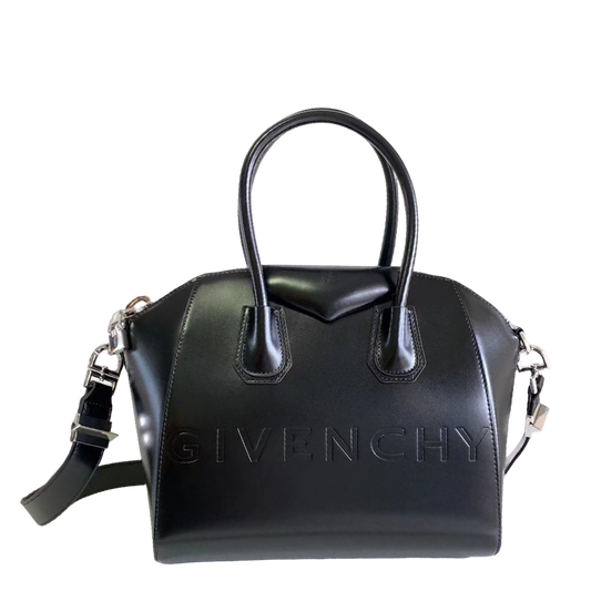 Givenchy Black Leather Antigona Handbag With Logo Embossing 9981