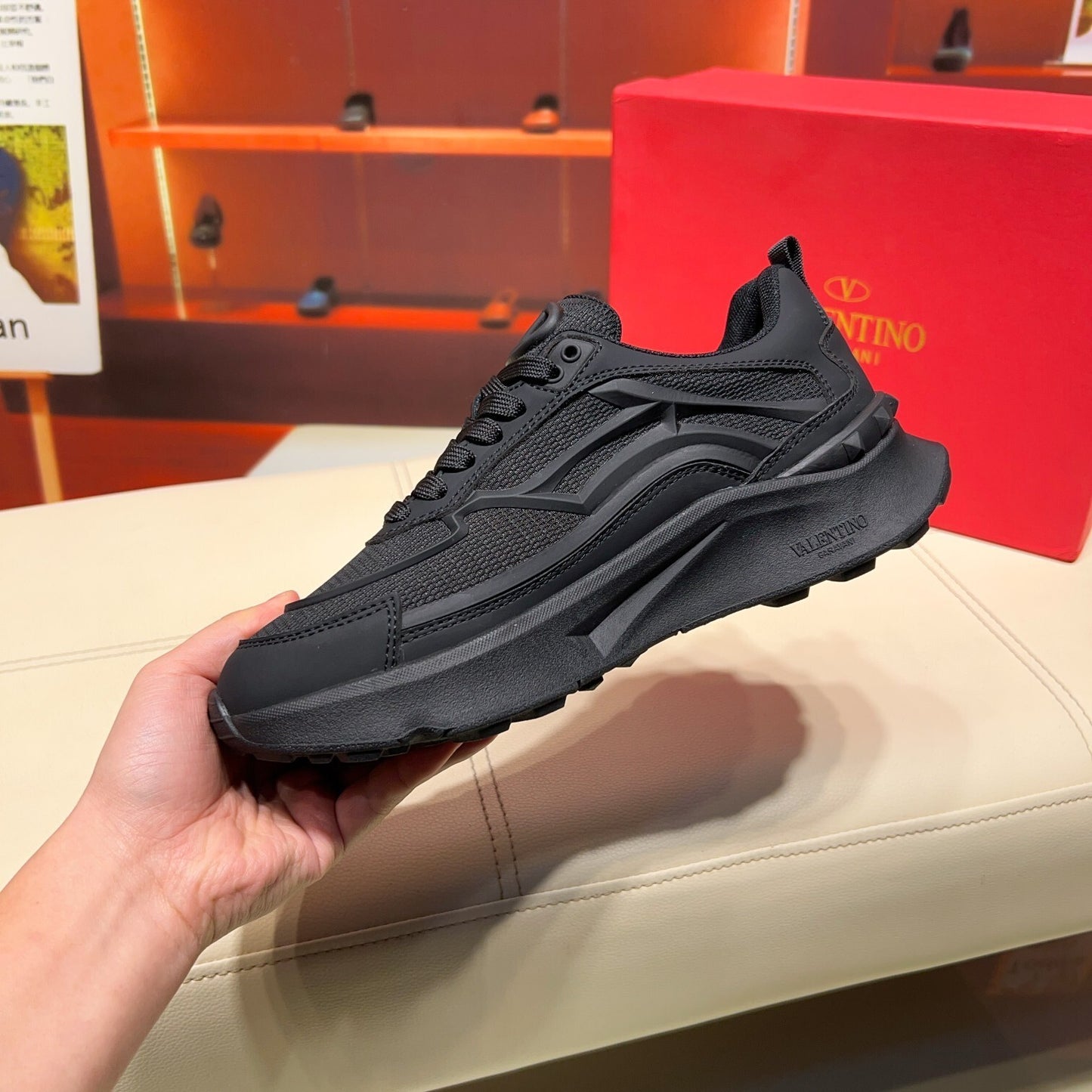 Valentino Men's Luxury Sneakers Fashion Mesh Design Casual Athletic Shoes