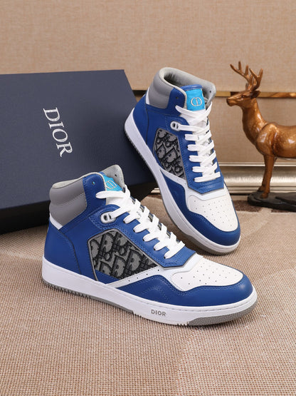 Dior Men's High Top Sneakers with Oblique Pattern and Adjustable Strap