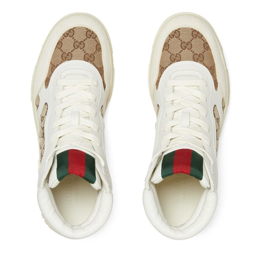 Gucci Unisex High-Top Sneakers With GG Monogram And Web Stripes