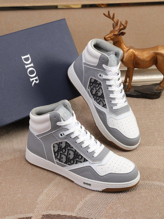 Dior Men's High Top Sneakers with Oblique Pattern and Adjustable Strap